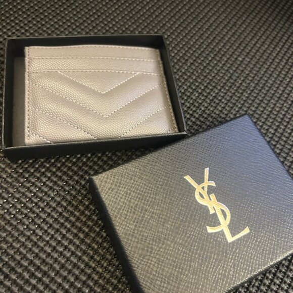 Saint Laurent Gray Leather Card Holder - Picture 4 of 4